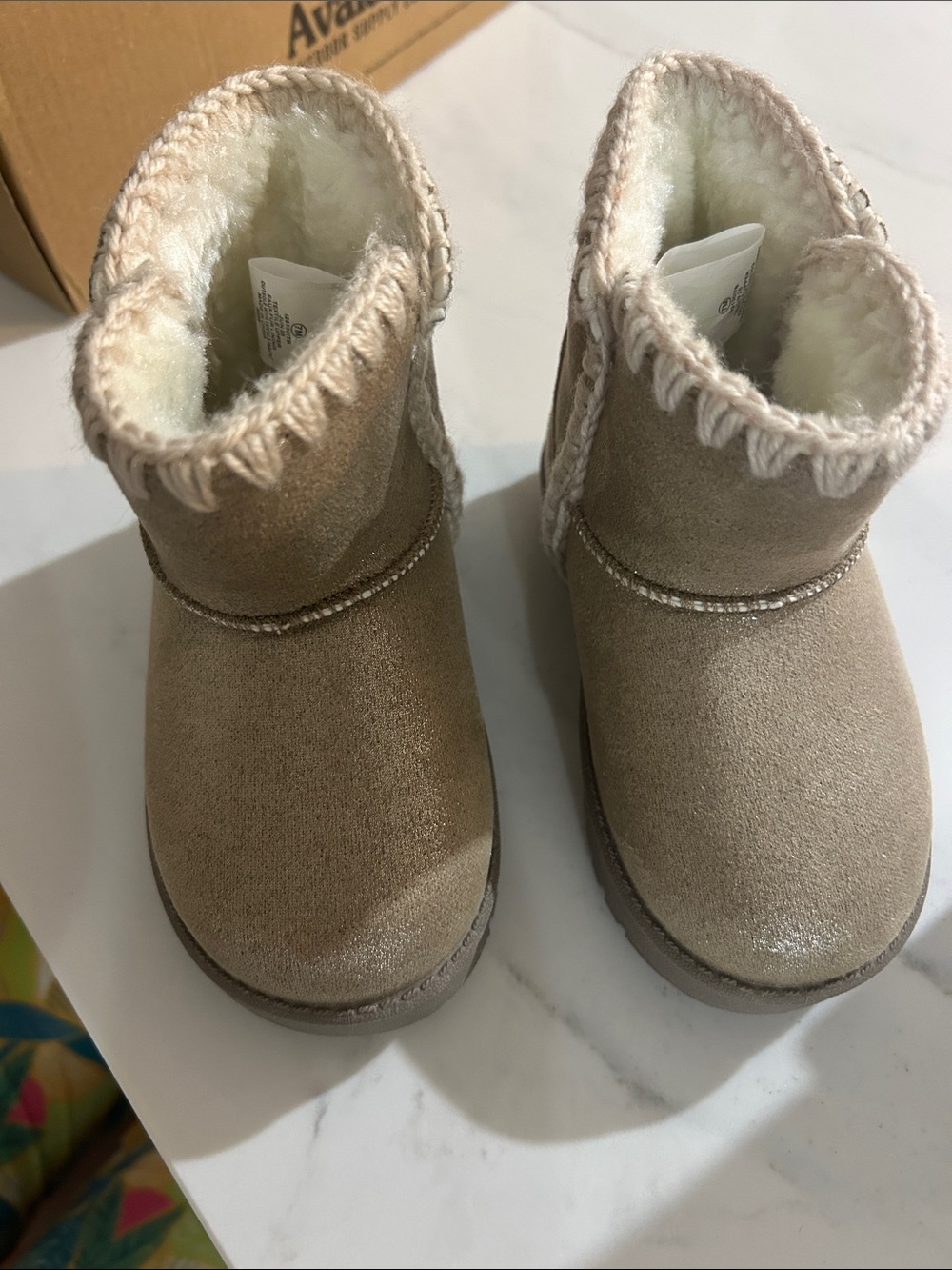 Baby & Walker Cozy Faux-Shearling Booties in Light Taupe